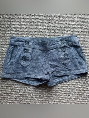 Charcoal Gray Button-Accent Shorts